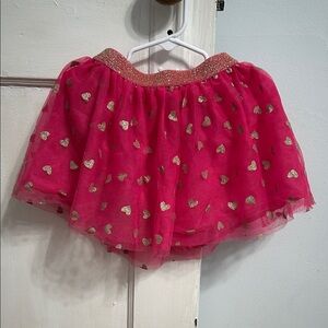 Pink Tulle Skirt with Gold Hearts